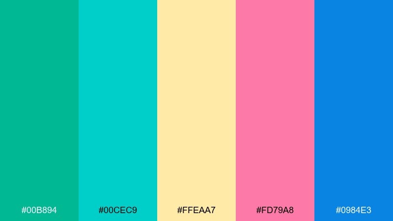 fresh fiesta bright color palette with hex codes
