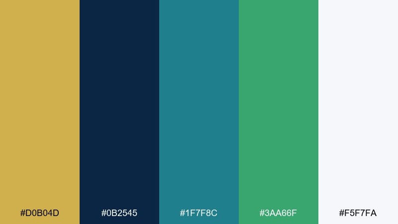 fresh finance ui gold blue green color palette with hex codes
