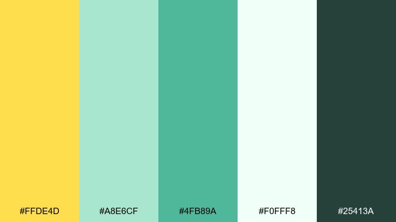 fresh mint daffodil color palette with hex codes