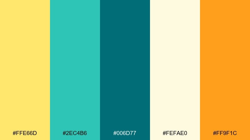 fresh produce label yellow turquoise color palette with hex codes