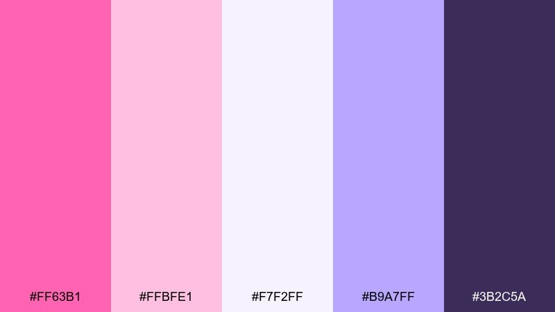 frosted berry lavender candy pink color palette with hex codes