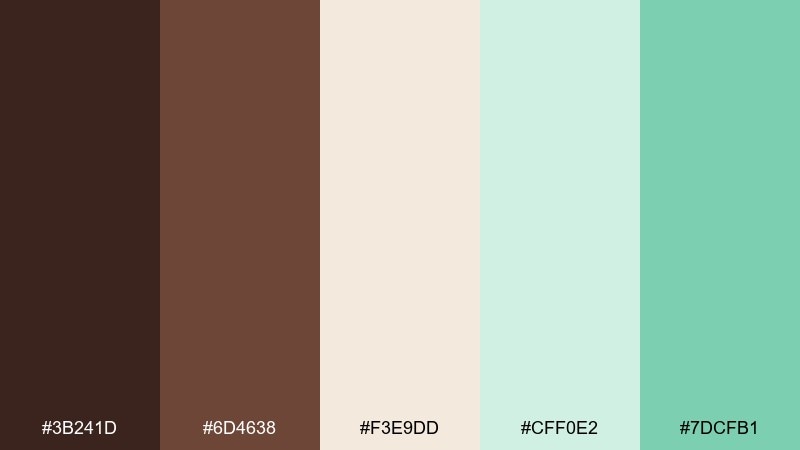 frosted-cacao chocolate mint color palette with hex codes