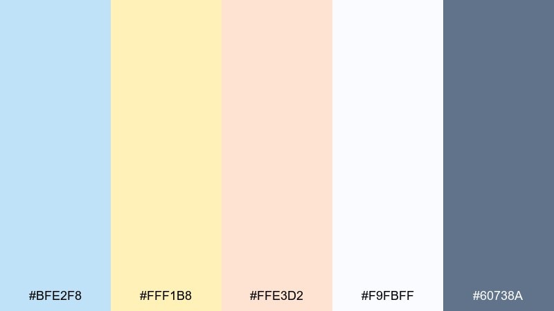 frosted citrus powder blue color palette with hex codes