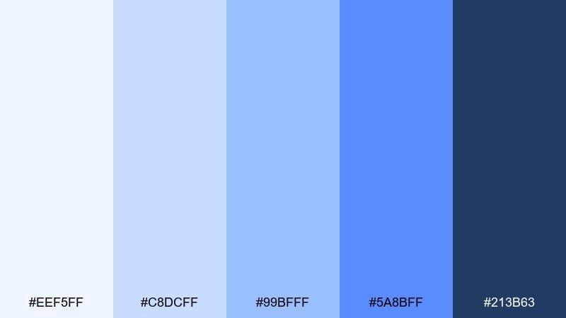 frosted denim blue and light blue color palette with hex codes