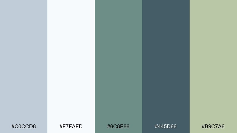 frosted eucalyptus blue light gray color palette with hex codes