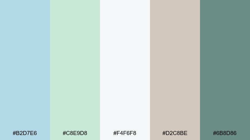 frosted eucalyptus blue pastel green color palette with hex codes