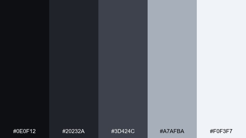 frosted gunmetal color palette with hex codes