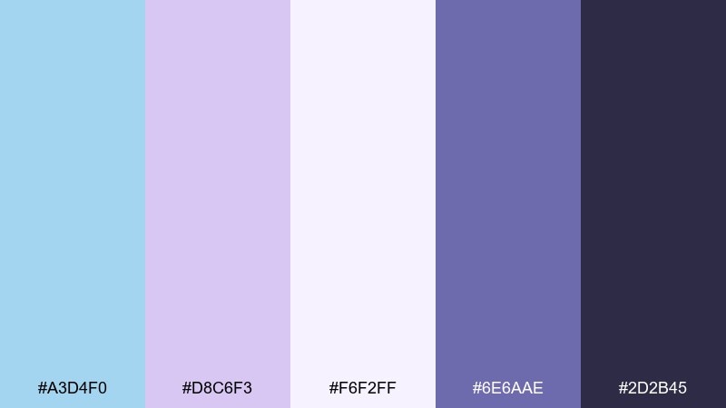 frosted lavender baby blue color palette with hex codes
