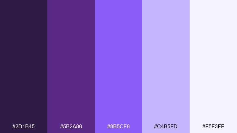 frosted lilac gradient color palette with hex codes