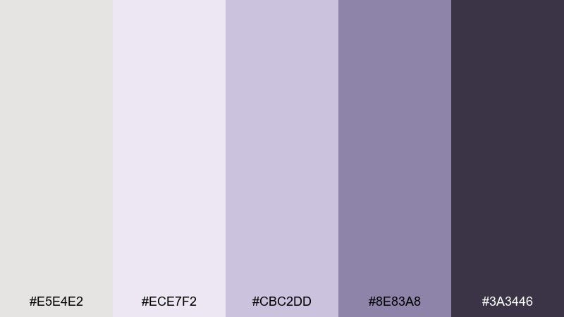 frosted lilac platinum color palette with hex codes