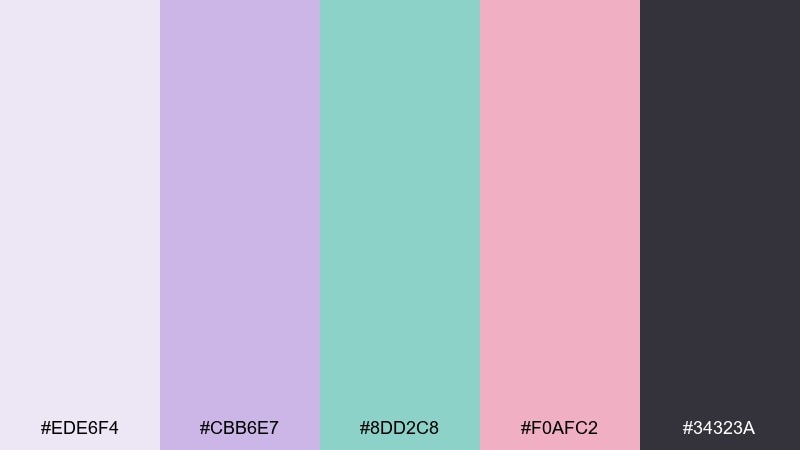 frosted lilac sleeping beauty color palette with hex codes