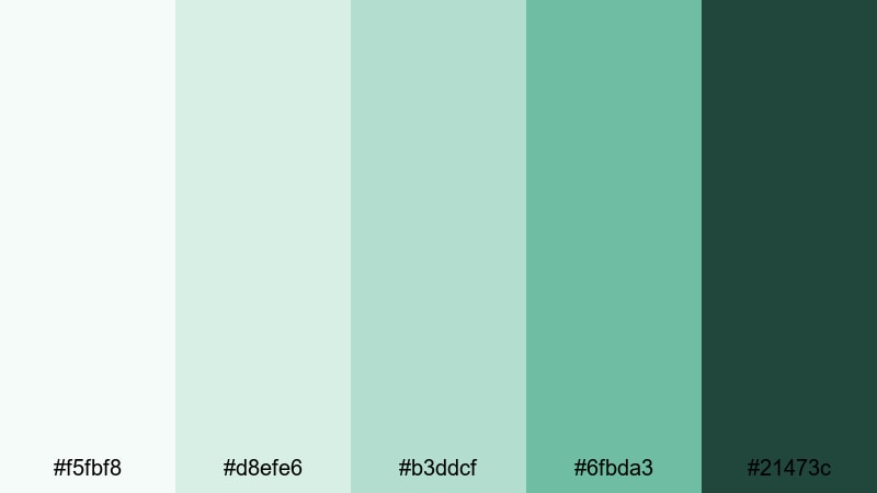 frosted mint silver color palette with hex codes