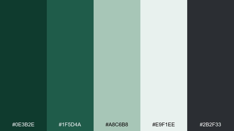 frosted pine winter color palette with hex codes