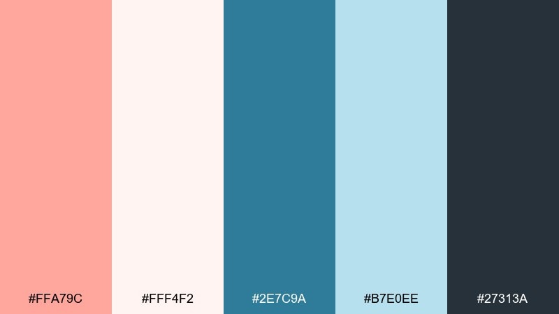 frosted salmon quartz blue salmon color palette with hex codes