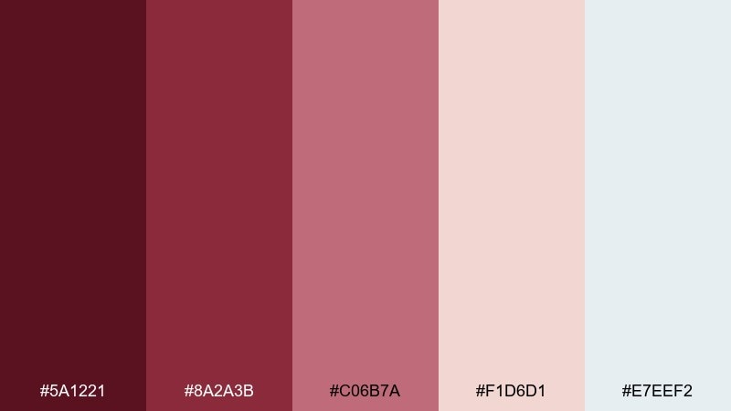 frosted sangria dark red wine color palette with hex codes