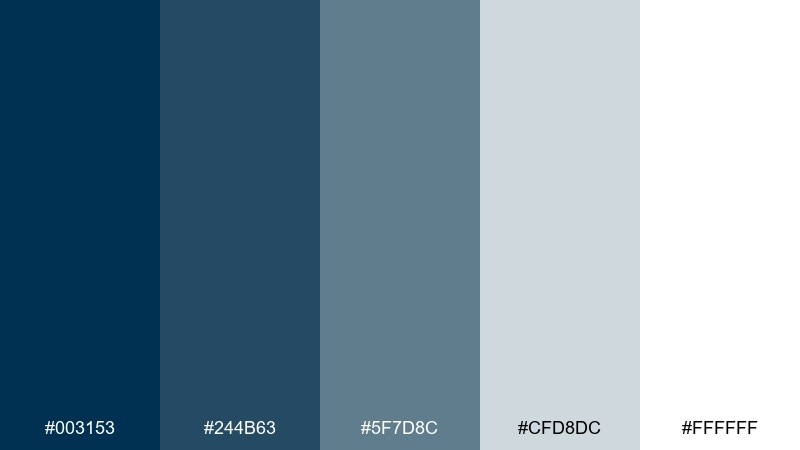frosted steel prussian blue color palette with hex codes