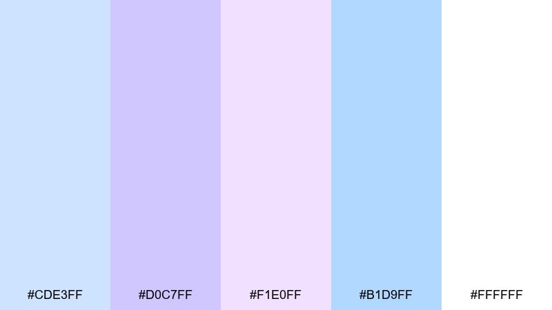frosted violet breeze pastel blue purple color palette with hex codes