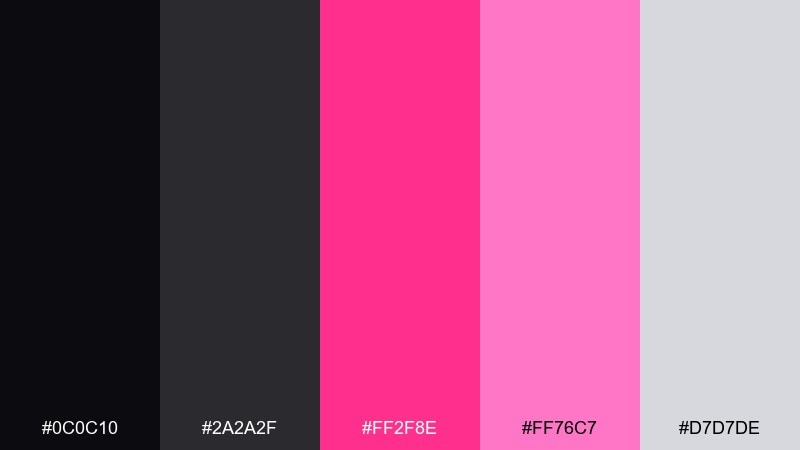 fuchsia asphalt color palette with hex codes