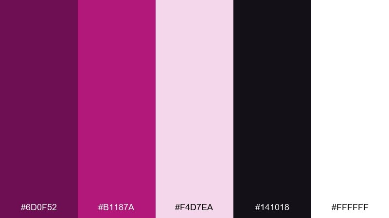fuchsia ink minimal dark magenta color palette with hex codes