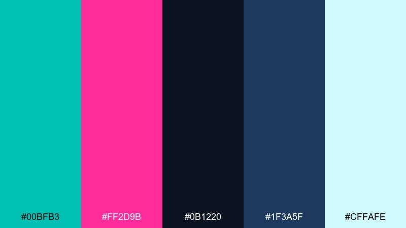 futuristic ui pulse teal magenta color palette with hex codes