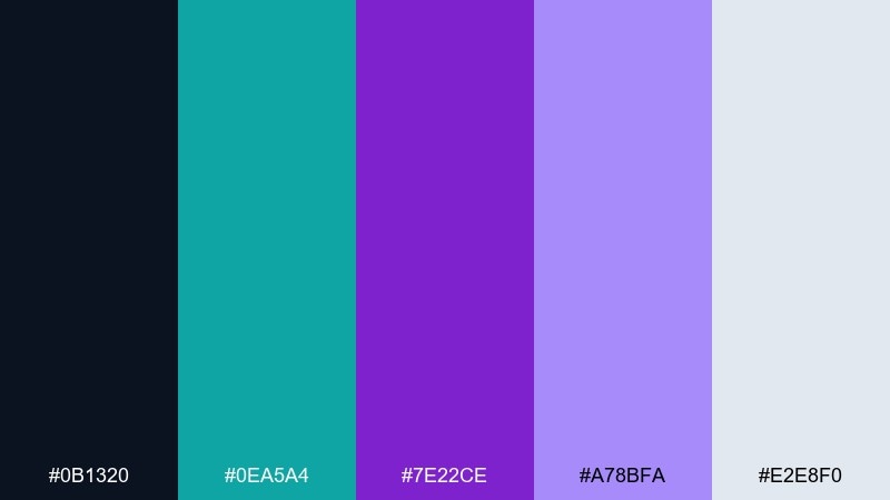 galactic spa color palette with hex codes