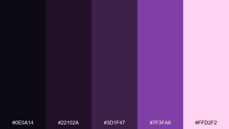 galaxy orchid night color palette with hex codes