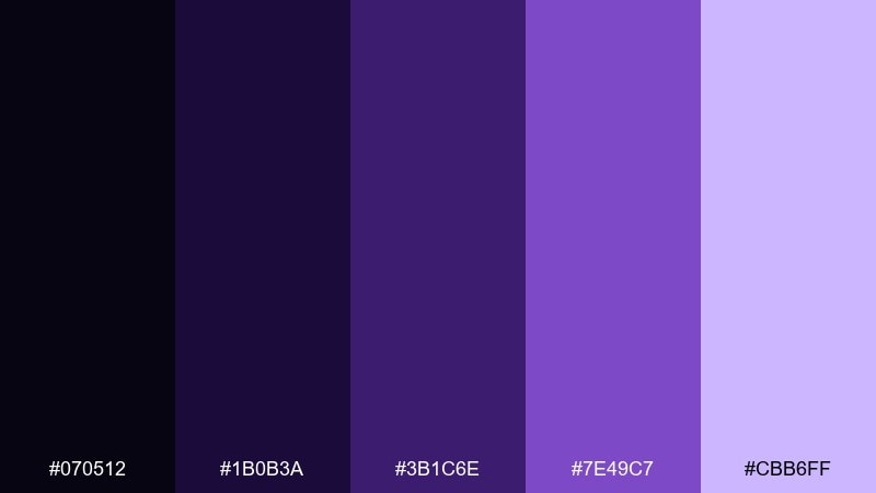 galaxy violet color palette with hex codes