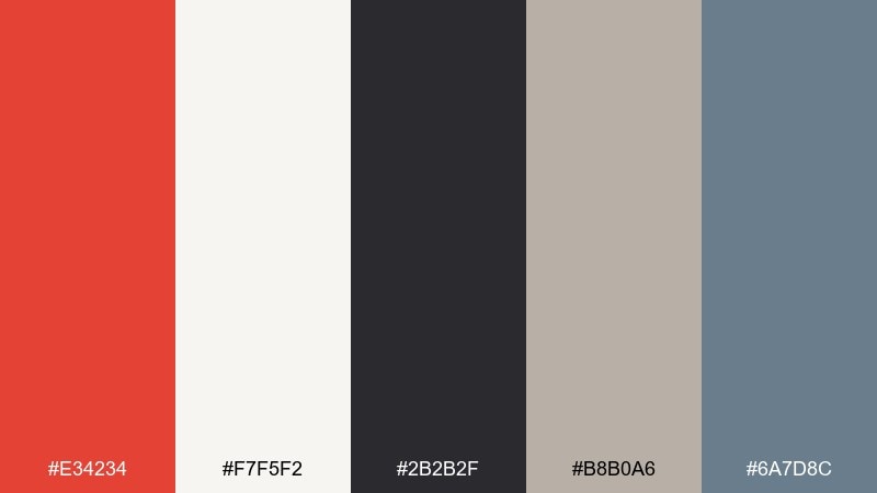 gallery accent vermilion color palette with hex codes