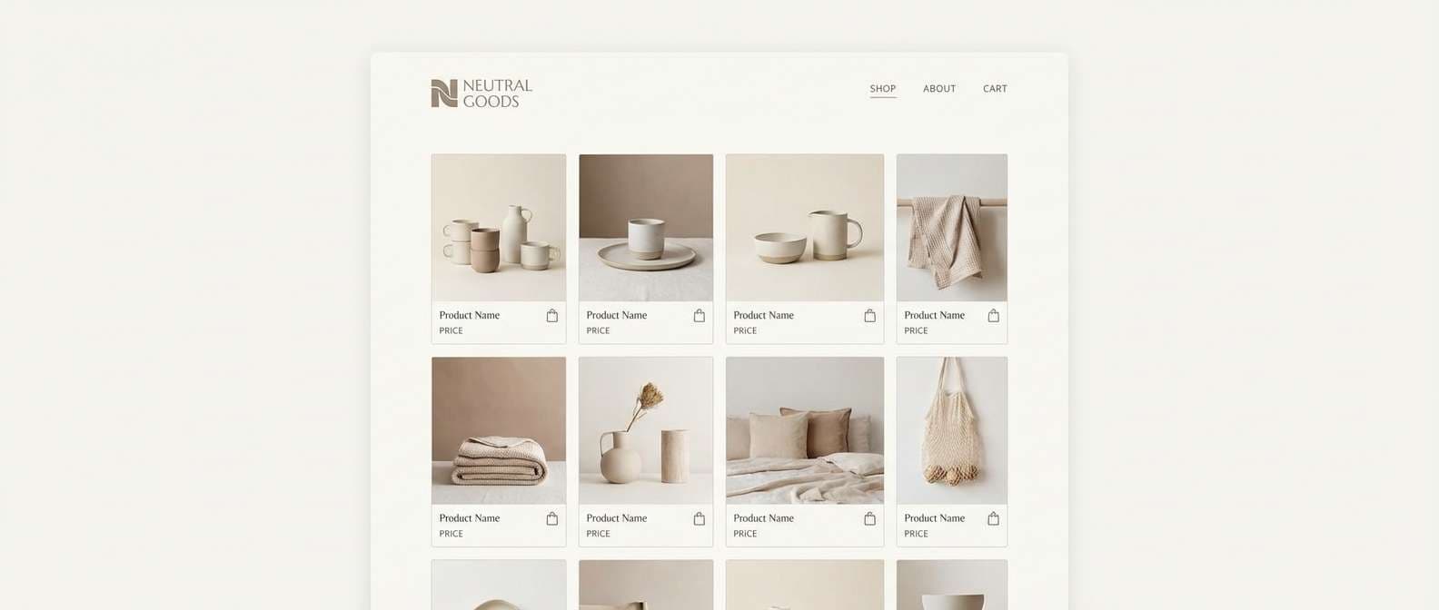 gallery ecommerce homepage