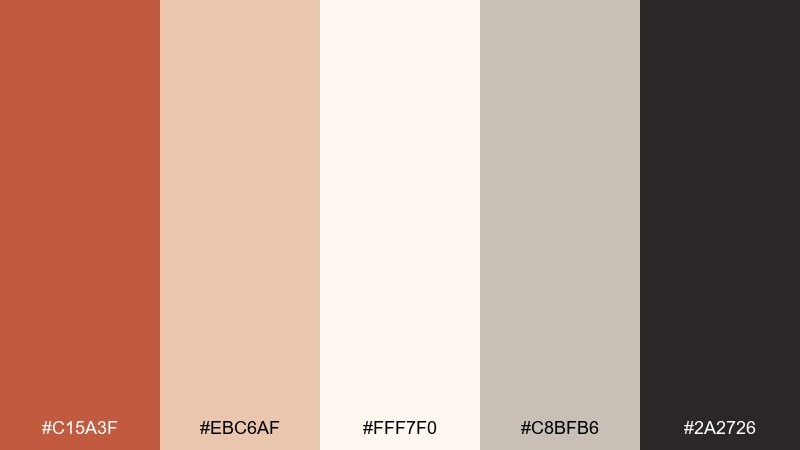 gallery neutral terra cotta color palette with hex codes