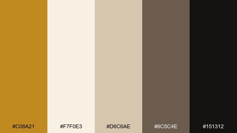 gallery wall ochre color palette with hex codes