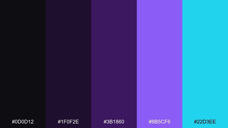 gamer shadow glow color palette with hex codes