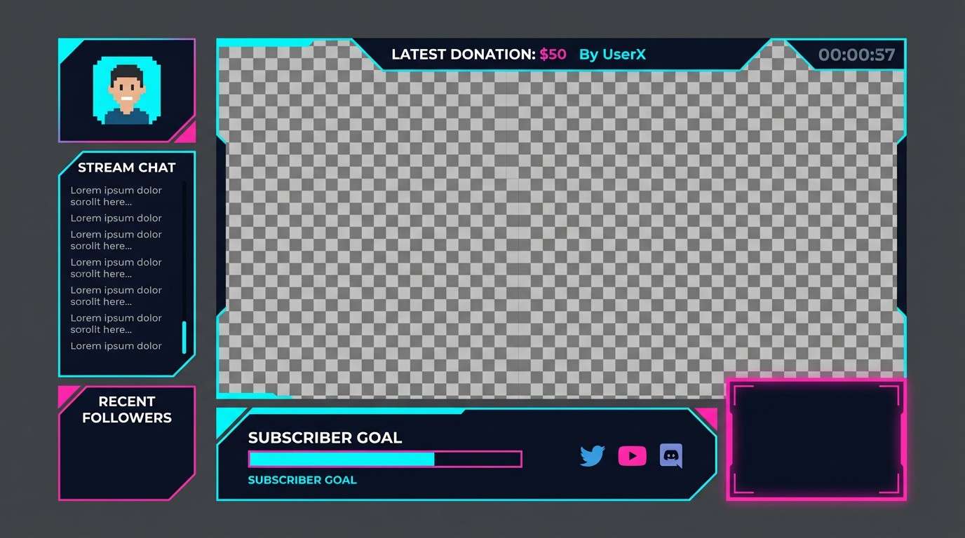 neon arcade stream overlay ui