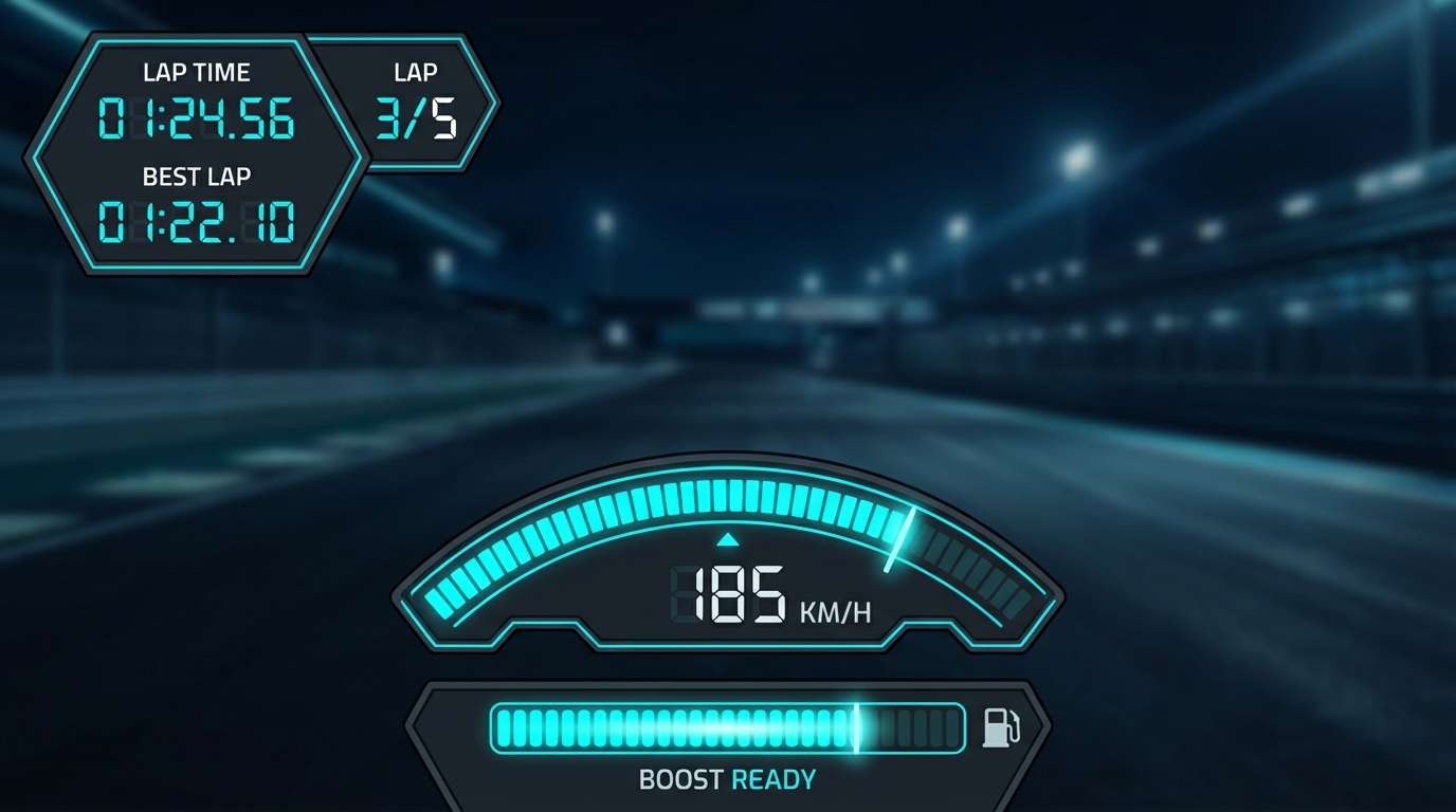 racing hud ui mockup
