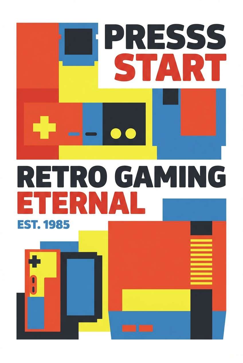 retro console gaming poster