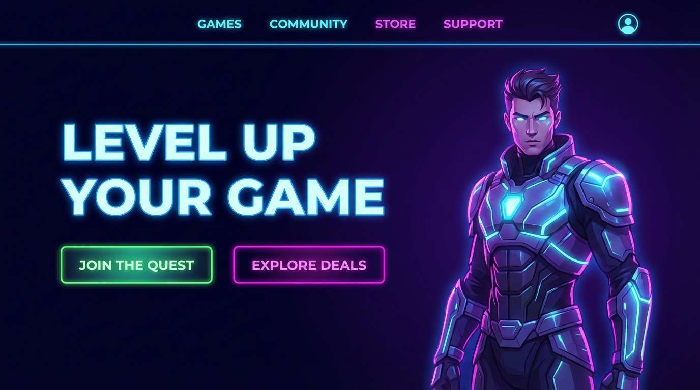 gaming landing ui