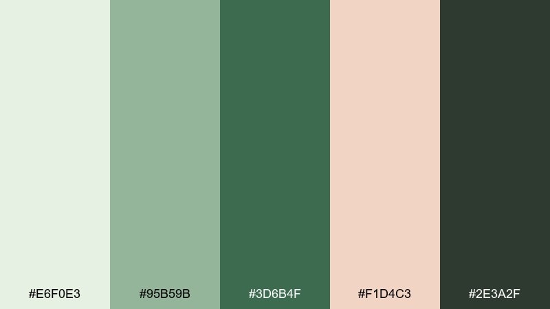 garden club green grandmillennial color palette with hex codes