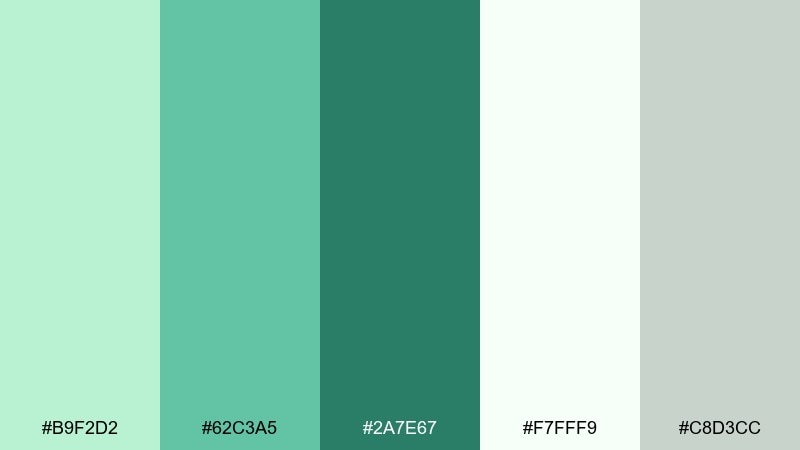 garden glass mint green color palette with hex codes