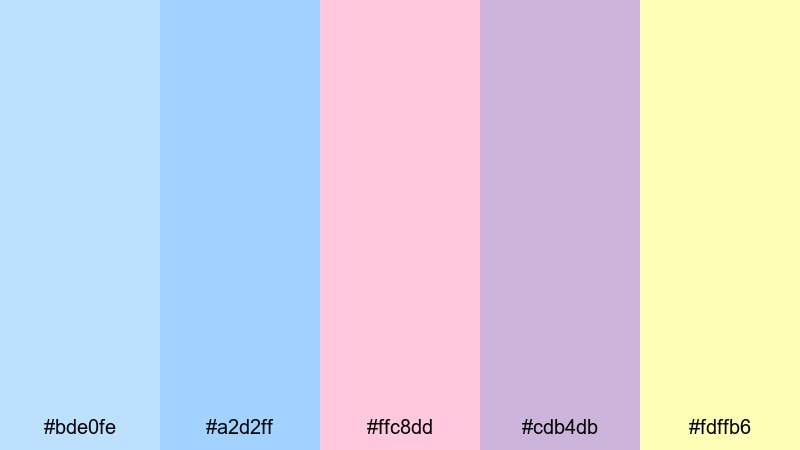 garden party pastels color palette with hex codes