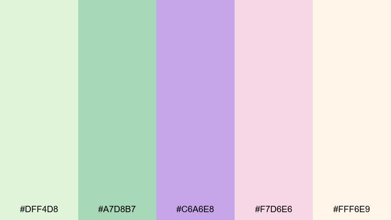 garden party pastels green and lavender combination with hex codes