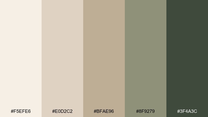 garden path neutrals cream beige color palette with hex codes