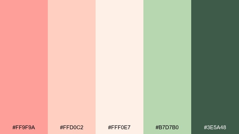 garden sorbet salmon peach color palette with hex codes