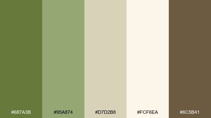 garden terrace green khaki color palette with hex codes