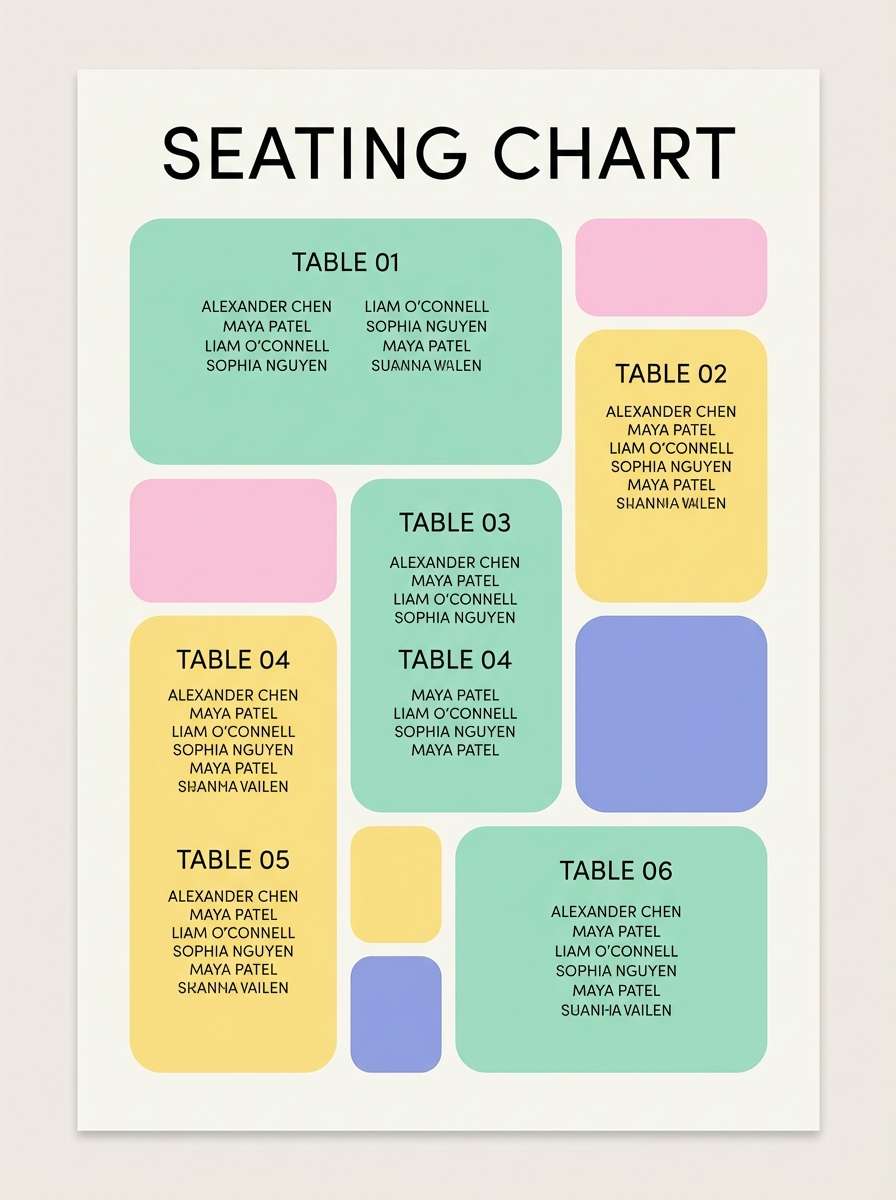 pastel seating chart poster
