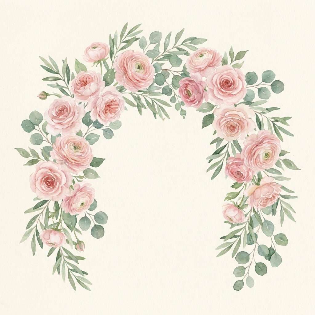rosewater olive floral arch