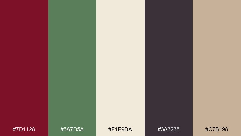 garnet and sage color palette with hex codes