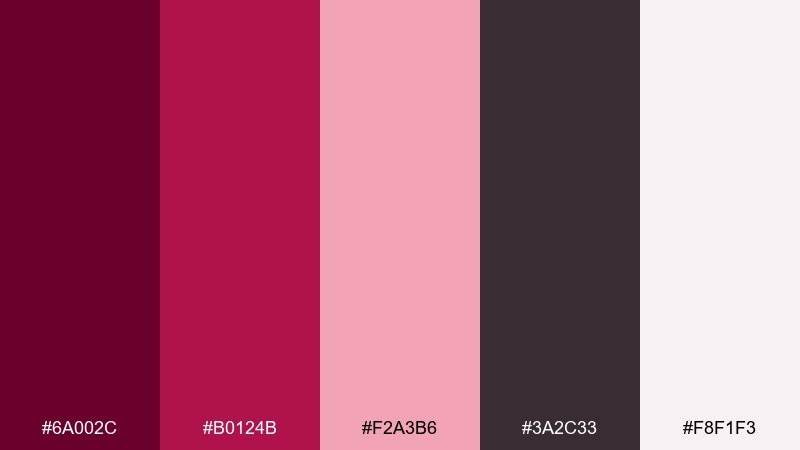 garnet blossom wax dark pink color palette with hex codes