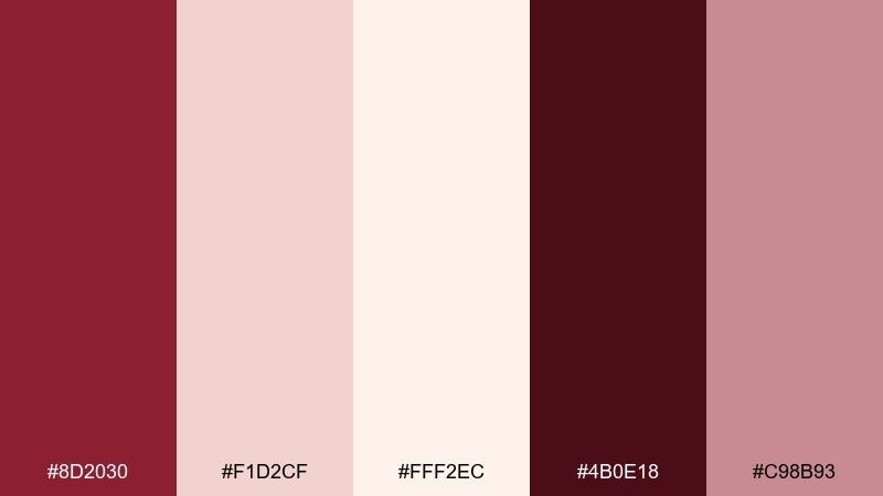 garnet cream soda red cream color palette with hex codes