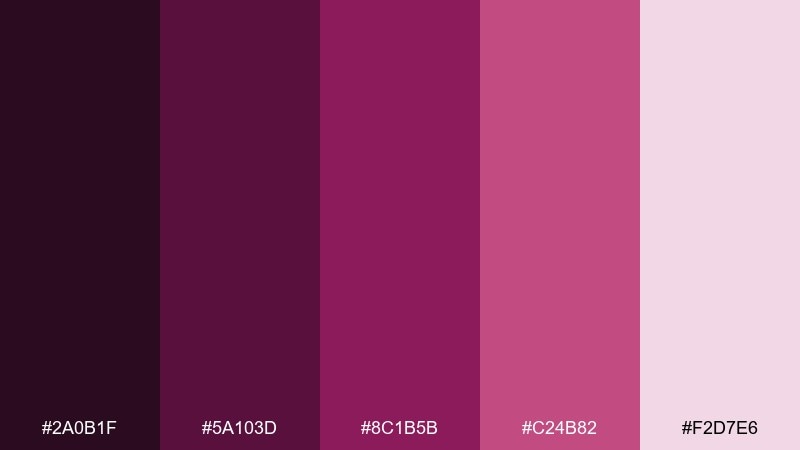 garnet dusk red violet color palette with hex codes