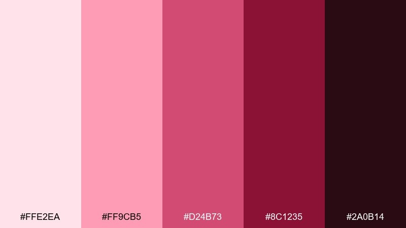 garnet glow pink maroon color palette with hex codes